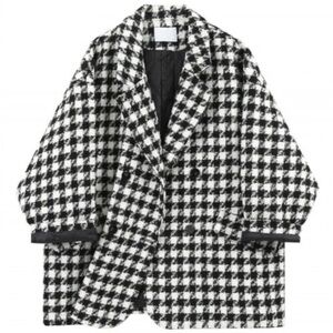 Women's Black and White Pea Coat